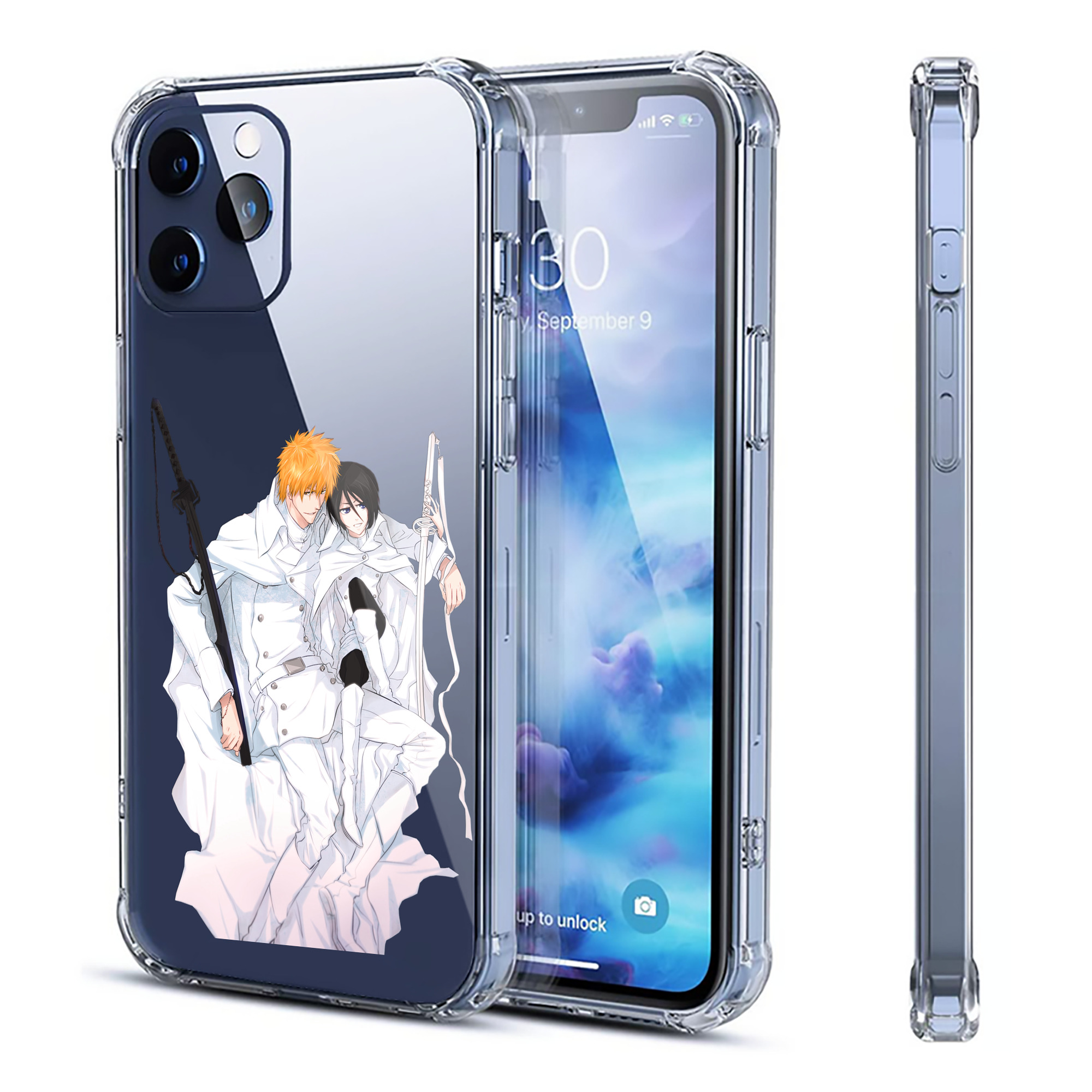 ブリーチ 黒崎一護（くろさき いちご）BLEACH Kurosaki Ichigo 【iPhone 12シリーズ対応】透明スマホケース（クリアソフトケース）